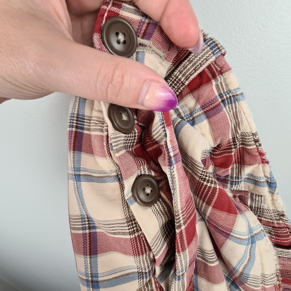 Abercrombie & Fitch Cargo Shorts Men 30 Red Plaid Drawstring Button Fly Vintage - Picture 14 of 14